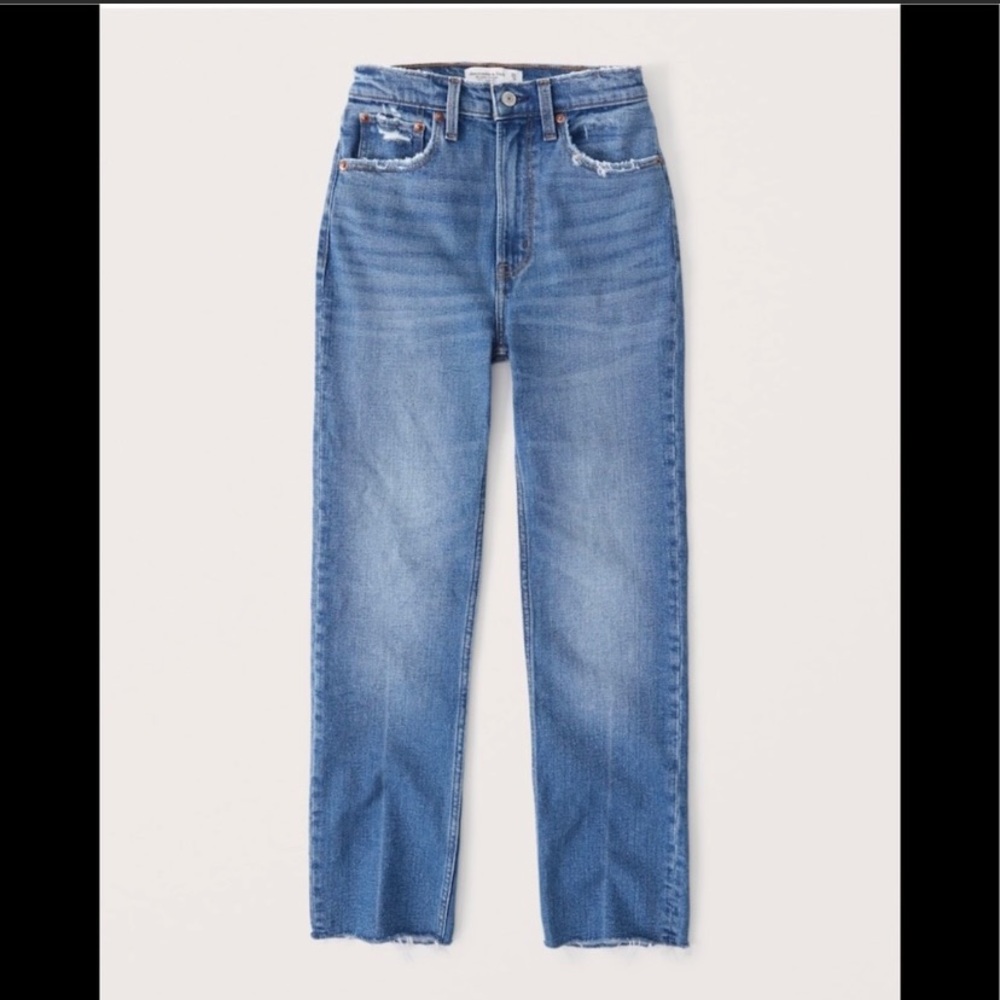Abercrombie Curve Love Ultra High Rise Ankle Straight Jeans - Long